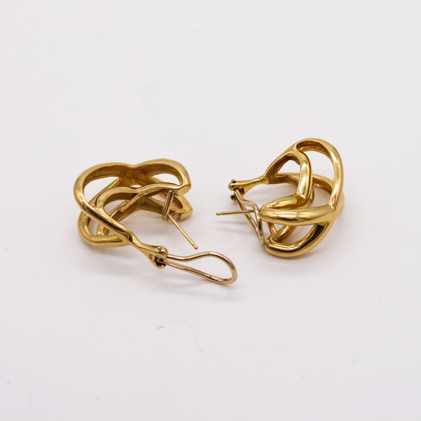 TIFFANY & CO. 1976-77 Donald Claflin Pair Of Crossover Earrings In 18Kt Yellow Gold