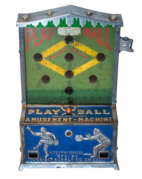 Play Ball Antique 1925 Art Deco Baseball Penny Coin Drop Arcade Baseball Game