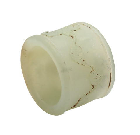 QING DYNASTY 1700-1740 Antique Archer's Ring Carved In Translucent Jade