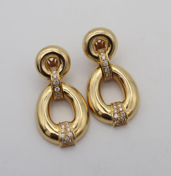 -Fred Paris Door Knockers Earrings In 18Kt Yellow Gold With 2.40 Ctw In VS Diamonds