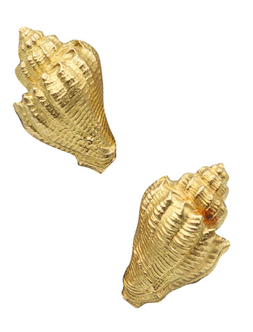 -Tiffany & Co. 1970 George Schuler Seashells Clips Earrings In 18Kt Yellow Gold