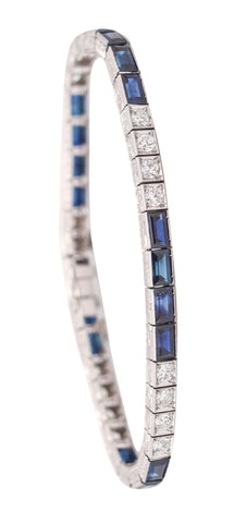 J.B. CALDWELL 1925 Bracelet In Platinum With 8.58 Ctw In Diamonds & Sapphires