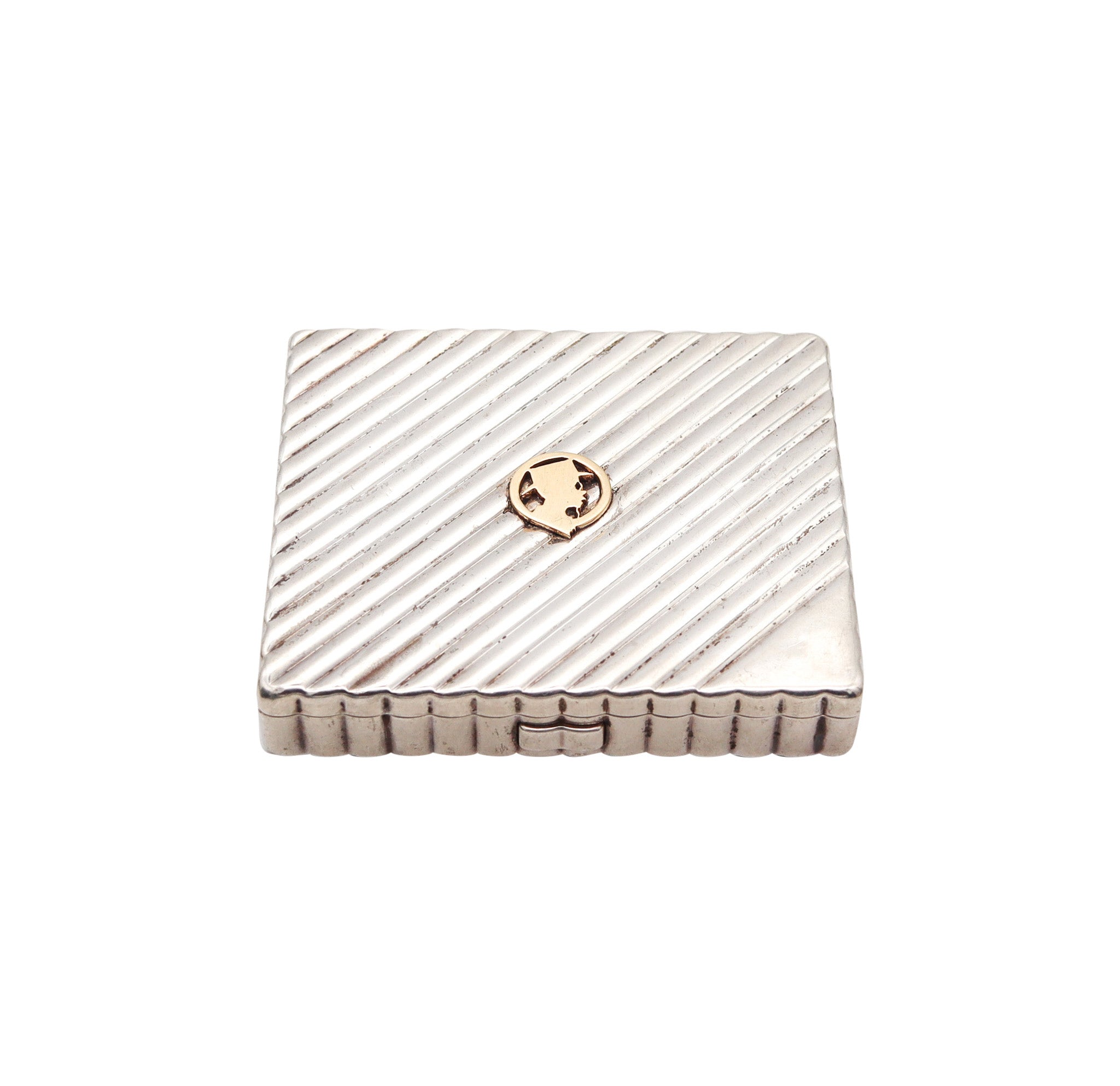 Harvey Avedon 1940 Art Deco Box In 925 Sterling Silver And 14Kt 