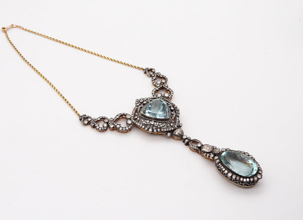 KHLEBNIKOV Necklace In 14Kt Gold Silver With 118.91 Ctw Aquamarines & Diamonds