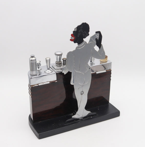 -Ronson 1935 Art Deco Bartender Lighter Cigarette Dispenser Box In Steel And Lacquer