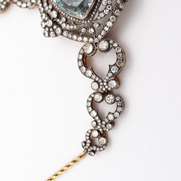 KHLEBNIKOV Necklace In 14Kt Gold Silver With 118.91 Ctw Aquamarines & Diamonds