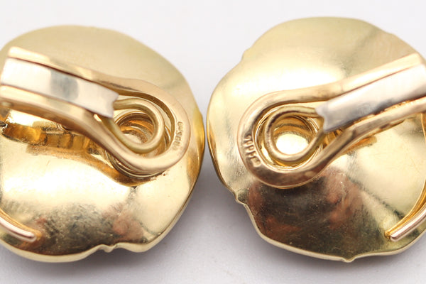 FRENCH 1970 Modernist Earrings In 18Kt Gold With 30.20 Ctw Diamonds & Labradorite