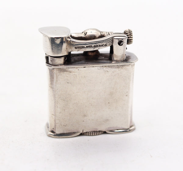 Mexico Taxco 1940 Unique Lift Arm Petrol Lighter In Solid 925 Sterling And Gold