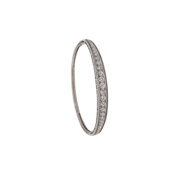 -Marcus & Co. 1910 Edwardian Bangle Bracelet In Platinum With 3.16 Ctw In Diamonds