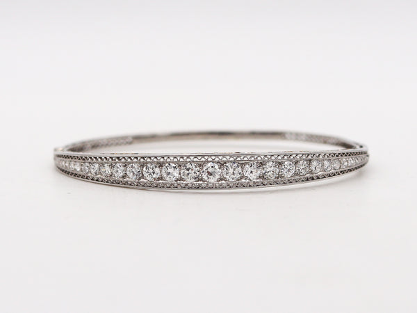 -Marcus & Co. 1910 Edwardian Bangle Bracelet In Platinum With 3.16 Ctw In Diamonds