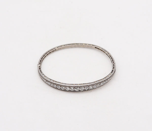 -Marcus & Co. 1910 Edwardian Bangle Bracelet In Platinum With 3.16 Ctw In Diamonds