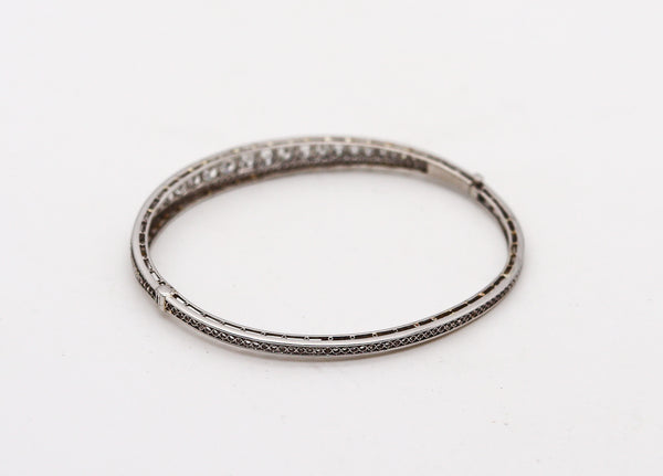 -Marcus & Co. 1910 Edwardian Bangle Bracelet In Platinum With 3.16 Ctw In Diamonds