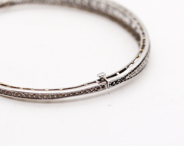 -Marcus & Co. 1910 Edwardian Bangle Bracelet In Platinum With 3.16 Ctw In Diamonds