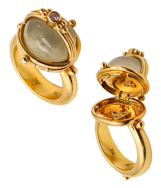 -Temple St Clair Poison Ring In 18Kt Gold With 11.10 Ctw In Diamonds And Moonstone