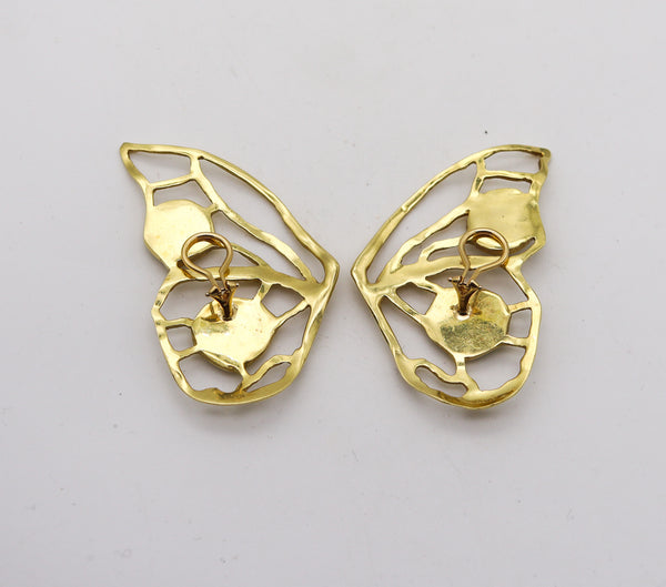 -Dorota Butterfly Clips-On Earrings In Solid 18Kt Yellow Gold With Pearls