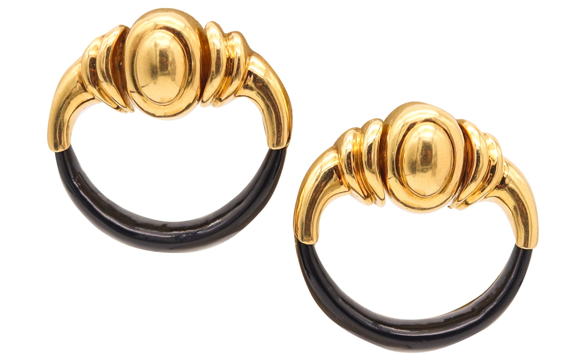 CARTIER 1970 Aldo Cipullo Door Knocker Earrings IN 18Kt Gold With Onyxes