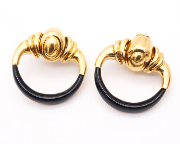 CARTIER 1970 Aldo Cipullo Door Knocker Earrings IN 18Kt Gold With Onyxes