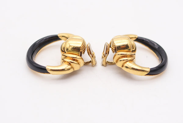 CARTIER 1970 Aldo Cipullo Door Knocker Earrings IN 18Kt Gold With Onyxes