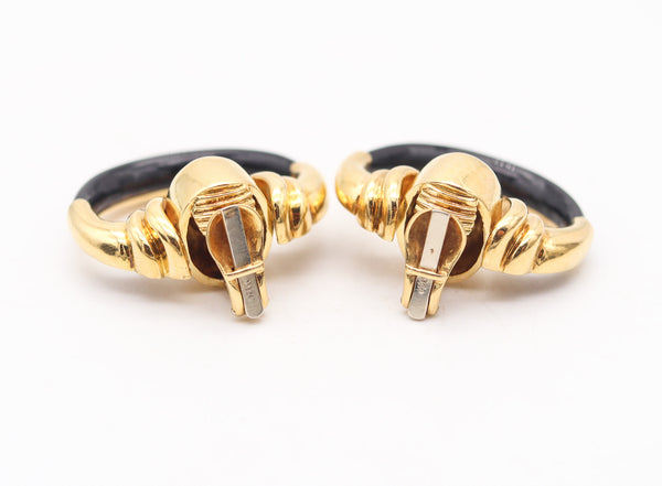 CARTIER 1970 Aldo Cipullo Door Knocker Earrings IN 18Kt Gold With Onyxes