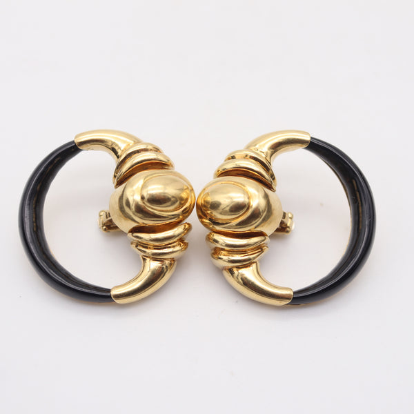 CARTIER 1970 Aldo Cipullo Door Knocker Earrings IN 18Kt Gold With Onyxes