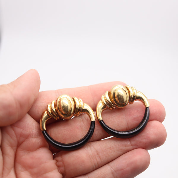 CARTIER 1970 Aldo Cipullo Door Knocker Earrings IN 18Kt Gold With Onyxes