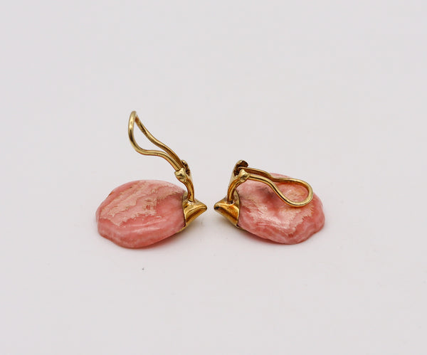 -Tiffany Co. 1977 Angela Cummings Petals Earrings In 18Kt Gold With Pink Agate
