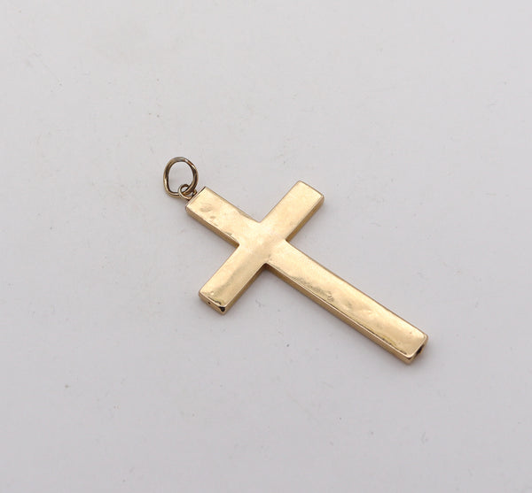 -Byzantine Revival 1850 Enameled Peinture sur émail Cross In 18Kt Yellow Gold