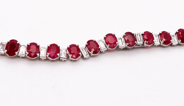-Classic Cocktail Necklace In 18Kt White Gold With 69.76 Cts In Rubies And Diamonds