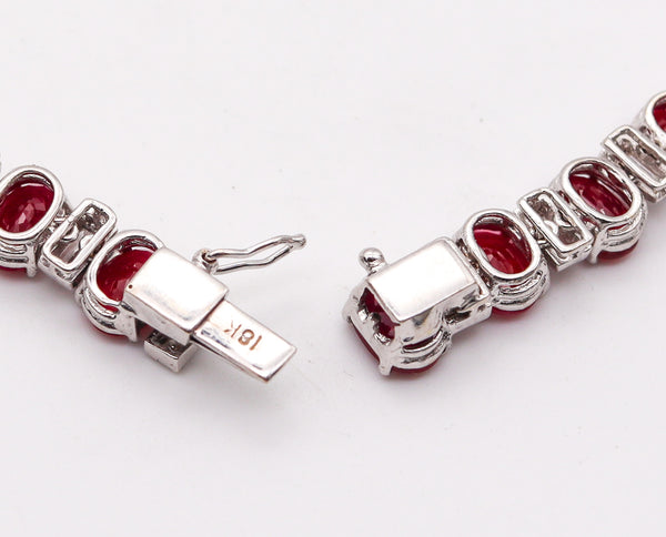 -Classic Cocktail Necklace In 18Kt White Gold With 69.76 Cts In Rubies And Diamonds