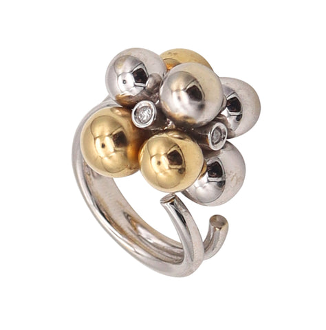 -BIBIGI GIOIELLI Bubbles Cocktail Ring In 18Kt White And Yellow Gold With Diamonds