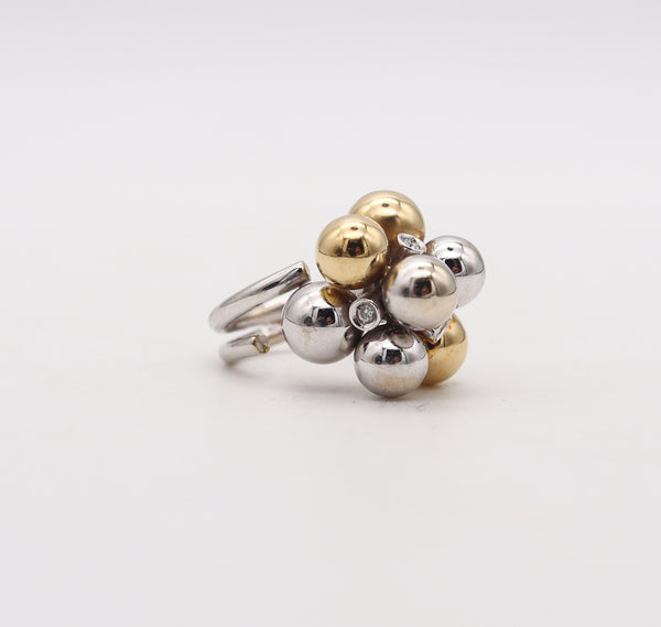 -BIBIGI GIOIELLI Bubbles Cocktail Ring In 18Kt White And Yellow Gold With Diamonds