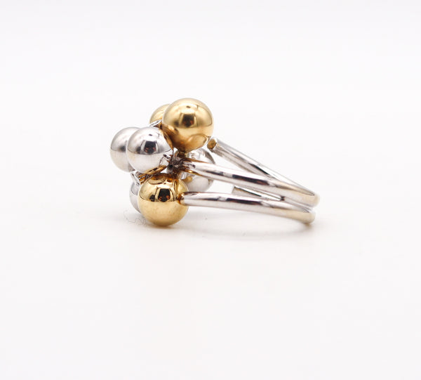 -BIBIGI GIOIELLI Bubbles Cocktail Ring In 18Kt White And Yellow Gold With Diamonds