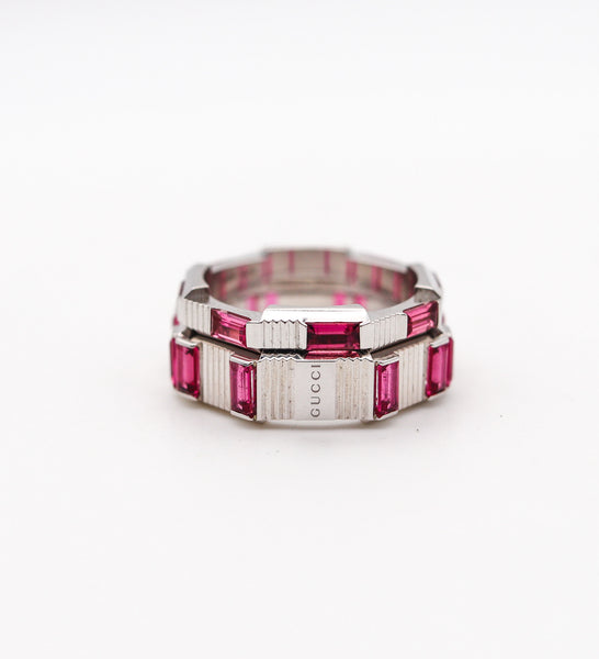 -Gucci Milano Stackable Links To Love Duo Rings In 18Kt Gold And 2.20 Ctw Tourmalines