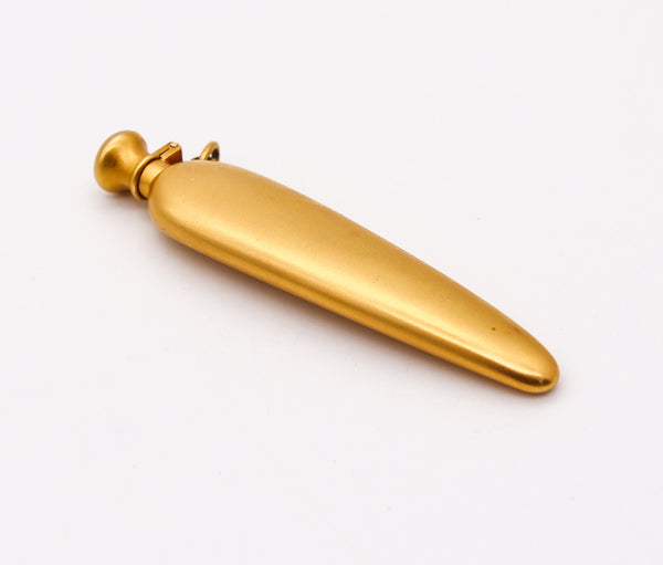 VICTORIAN 1880 Curved Scents Bottle-Pendant In Brushed 18Kt Yellow Gold