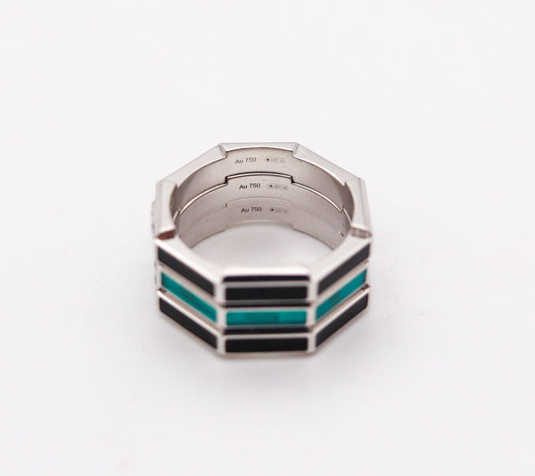 -Gucci Milano Stackable Links To Love Trio Rings In 18Kt Gold With Diamonds And Enamel