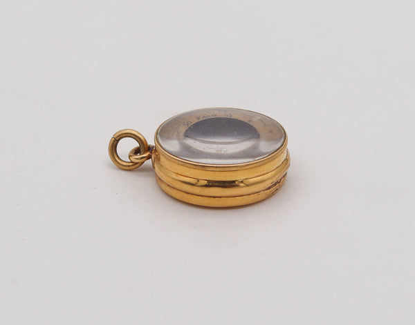 -England 1880 Victorian Barometer Pocket Pendant-Charm In 18Kt Yellow Gold