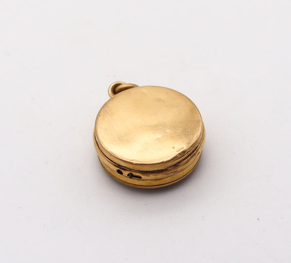 -England 1880 Victorian Barometer Pocket Pendant-Charm In 18Kt Yellow Gold