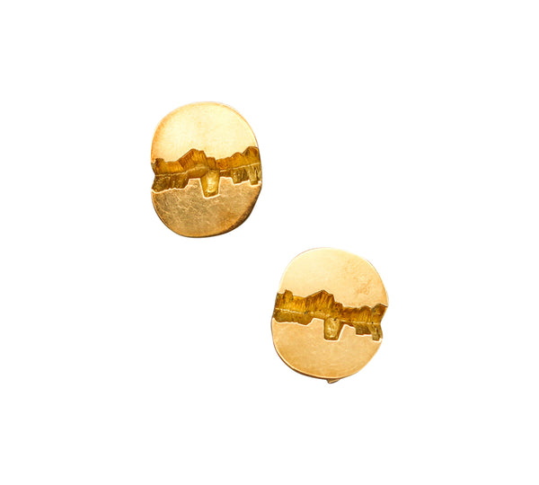 GUBELIN 1970 Grand Canyon Fractured Clips-On Earrings In Solid 18Kt Yellow Gold