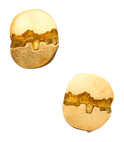 GUBELIN 1970 Grand Canyon Fractured Clips-On Earrings In Solid 18Kt Yellow Gold