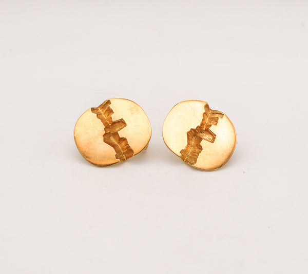 GUBELIN 1970 Grand Canyon Fractured Clips-On Earrings In Solid 18Kt Yellow Gold