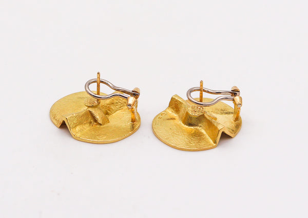 GUBELIN 1970 Grand Canyon Fractured Clips-On Earrings In Solid 18Kt Yellow Gold