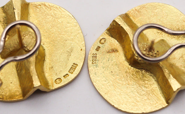 GUBELIN 1970 Grand Canyon Fractured Clips-On Earrings In Solid 18Kt Yellow Gold