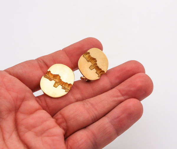 GUBELIN 1970 Grand Canyon Fractured Clips-On Earrings In Solid 18Kt Yellow Gold