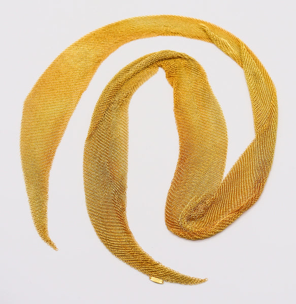 -Tiffany & Co. 1984 Elsa Peretti Draped Mesh Necklace in 18Kt Gold Vermeil On Silver