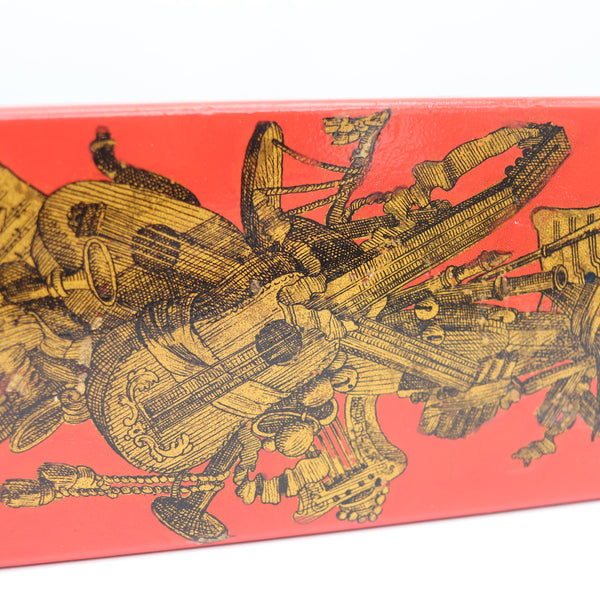 PIERO FORNASETTI Milano 1960 Red Enameled Sliding Box Music Instruments