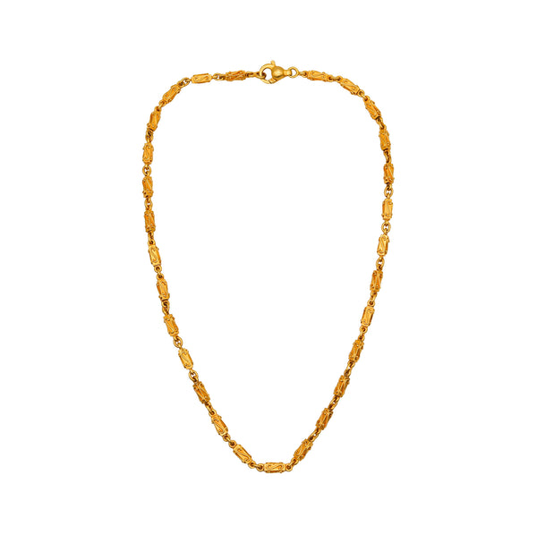 -Etruscan Revival Vintage Italian Chain Necklace in Solid 18Kt Yellow Gold