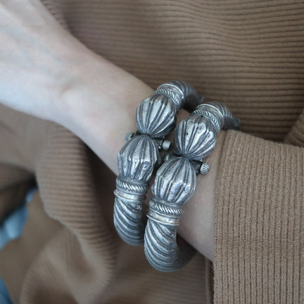 ETHNIC TRIBAL 1880 Antique Silver Bracelet Bangle Anklet Rajasthan Southern India