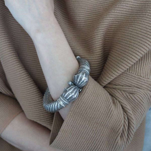 ETHNIC TRIBAL 1880 Rajasthan Southern India Antique Silver Bracelet Bangle Anklet