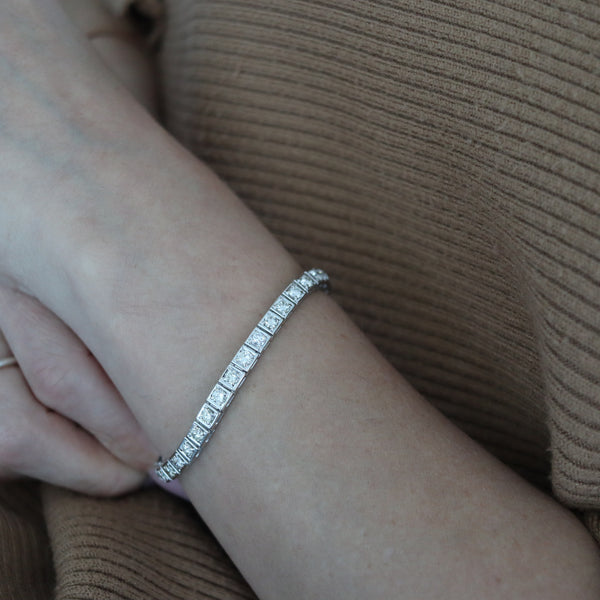 CONTEMPORARY Riviera Bracelet In 14Kt White Gold With 8.56 Ctw Diamonds