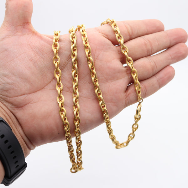 UNOAERRE 1950 Mid-Century Vintage 35 Inches Long Chain In 14Kt Yellow Gold